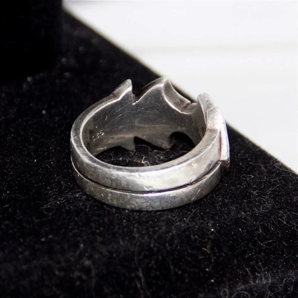 VTG HEAVY Sterling Silver 925 Gothic Punk Biker Ring‎ Size 10.5 Geometric Band